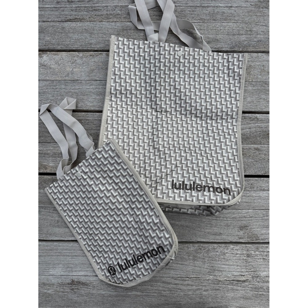 Lululemon Reusable Shopping Bags – Medium & Small Grey Tote Set